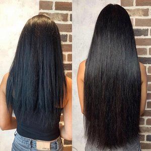 High Quality Human Hair Extensions 1B Straight 14" inches